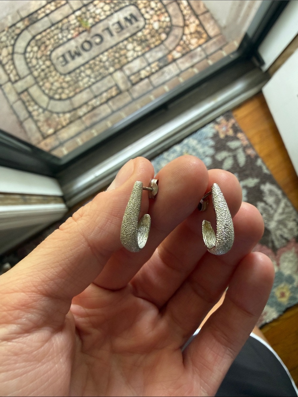 Textured Silver Hoop & Teardrop Earrings